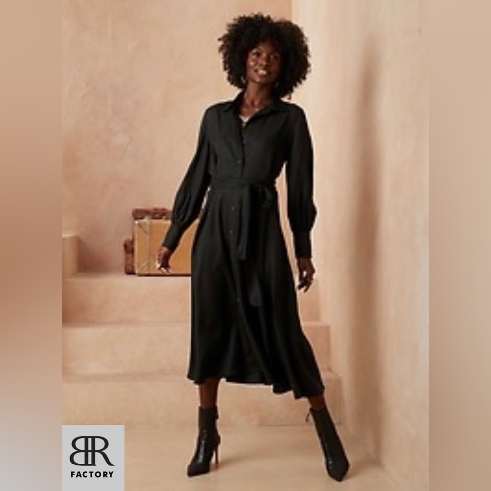 Banana Republic Factory Black Shirt-Dress (S Tall)
